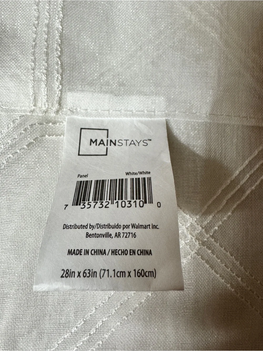 Mainstays White Sheer Panels (2) with Geometric Embroidery